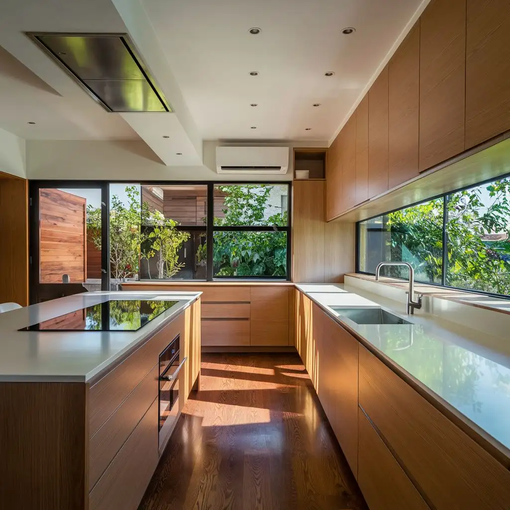 cuisine moderne tout équipée avec climatisation réversible